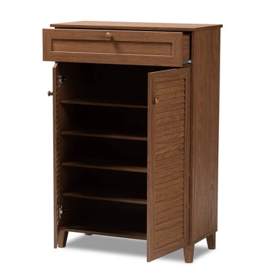 Shelf Wood Shoe Storage Cabinet With Drawer Coolidge Brown - Baxton Studio 1 Shelf Wood Shoe Storage Cabinet With Drawer Coolidge Brown - Baxton Studio