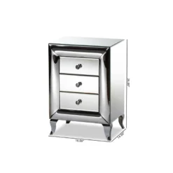 3 Drawer Pauline Contemporary Glam And Luxe Mirrored Nightstand White - Baxton Studio -Baxton Studio GUEST 1c390809 962e 4a85 88bd 233b50f0f290