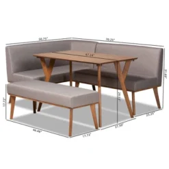 4pc Odessa Mid-Century Modern Fabric Upholstered Wood Dining Nook Set Walnut/Brown - Baxton Studio 19 4pc Odessa Mid-Century Modern Fabric Upholstered Wood Dining Nook Set Walnut/Brown - Baxton Studio -Baxton Studio GUEST 1c5af690 abe0 4b00 aacc ac8f3517ef80
