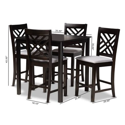 Caron Wood Pub Counter Height Dining Set Espresso Brown - Baxton Studio 2 Caron Wood Pub Counter Height Dining Set Espresso Brown - Baxton Studio - Image 2