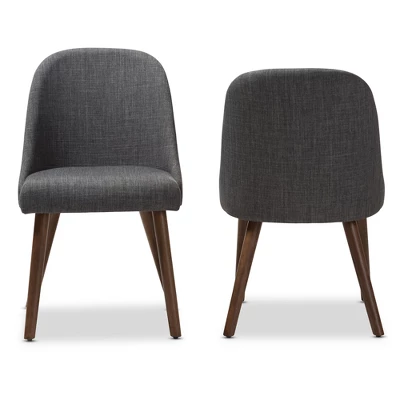 Set Of 2 Cody Mid Century Modern Walnut Finished Wood Fabric Upholstered Dining Chair - Baxton Studio 1 Set Of 2 Cody Mid Century Modern Walnut Finished Wood Fabric Upholstered Dining Chair - Baxton Studio