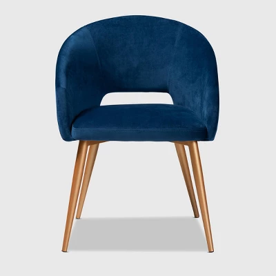 Vianne Velvet Upholstered Metal Dining Chair Navy Blue/Gold - Baxton Studio 1 Vianne Velvet Upholstered Metal Dining Chair Navy Blue/Gold - Baxton Studio