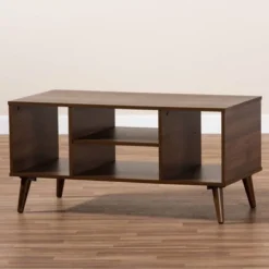 Linas Wood Coffee Table Walnut - Baxton Studio: Mid-Century Modern Design, Rubberwood Frame, Rectangular Shape -Baxton Studio GUEST 1d071f88 78b1 47f2 8a10 5f5a14ce672c