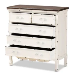 Levron Two-Tone Wood 5 Drawer Storage Cabinet Walnut Brown/White - Baxton Studio