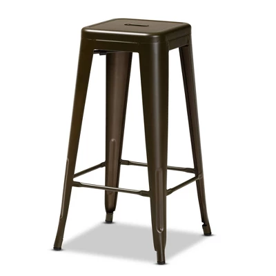 4pc Horton Gunmetal Metal Stackable Barstool Set Gun Metal - Baxton Studio 1 4pc Horton Gunmetal Metal Stackable Barstool Set Gun Metal - Baxton Studio