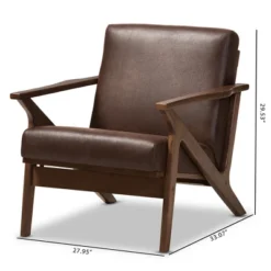 Bianca Mid Century Modern Walnut Wood Distressed Faux Leather Lounge Chair Dark Brown - Baxton Studio 15 Bianca Mid Century Modern Walnut Wood Distressed Faux Leather Lounge Chair Dark Brown - Baxton Studio -Baxton Studio GUEST 1e41b913 7a1d 46b2 9172 8a8b7cd36fa7