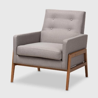 Perris Fabric Upholstered Walnut Wood Lounge Chair - Baxton Studio 10 Perris Fabric Upholstered Walnut Wood Lounge Chair - Baxton Studio - Image 10