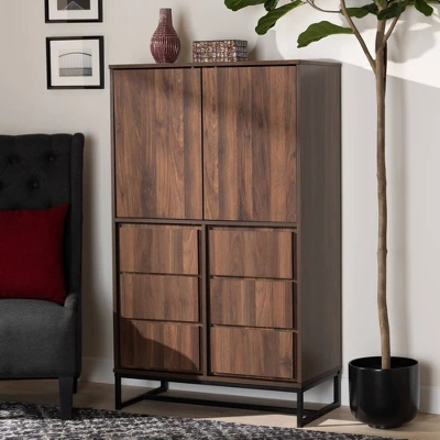 Neil Wood And Metal Storage Cabinet Brown/Black - Baxton Studio 6 Neil Wood And Metal Storage Cabinet Brown/Black - Baxton Studio - Image 6