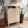 Fella Two-Tone Oak And Entryway Shoe Cabinet With Lift Top Storage Compartment Brown - Baxton Studio