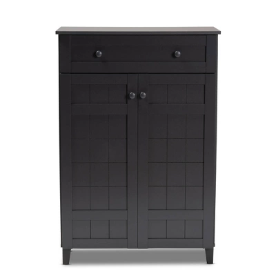 Shelf Wood Shoe Storage Cabinet With Drawer Glidden Finished Black - Baxton Studio 8 Shelf Wood Shoe Storage Cabinet With Drawer Glidden Finished Black - Baxton Studio - Image 8