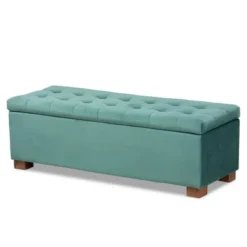 Roanoke Velvet Upholstered Grid Tufted Storage Ottoman Bench - Baxton Studio -Baxton Studio GUEST 1fdca055 b6dd 4fae 99ac c9d443ba4081