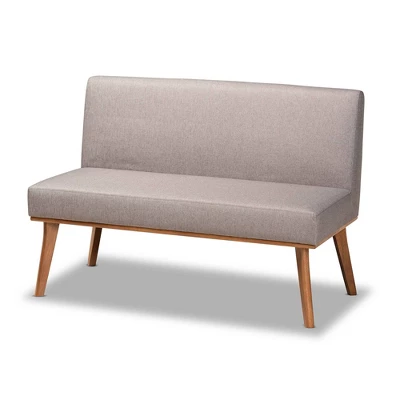 4pc Odessa Mid-Century Modern Fabric Upholstered Wood Dining Nook Set Walnut/Brown - Baxton Studio 2 4pc Odessa Mid-Century Modern Fabric Upholstered Wood Dining Nook Set Walnut/Brown - Baxton Studio - Image 2