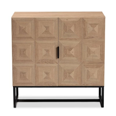 Darien Wood And Metal 2 Door Storage Cabinet Brown/Black - Baxton Studio 3 Darien Wood And Metal 2 Door Storage Cabinet Brown/Black - Baxton Studio - Image 3