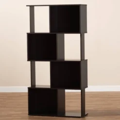 61.42" Riva Geometric Wood Bookshelf Dark Brown - Baxton Studio 8 61.42" Riva Geometric Wood Bookshelf Dark Brown - Baxton Studio -Baxton Studio GUEST 214bc967 69ee 4360 bd76 0a5f5597dc21