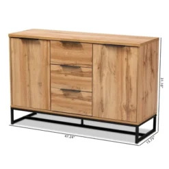 Reid Wood & Metal 3 Drawer Sideboard Buffet Oak/Black - Baxton Studio 17 Reid Wood & Metal 3 Drawer Sideboard Buffet Oak/Black - Baxton Studio -Baxton Studio GUEST 21b092a8 605d 4e59 b306 952bf3582431