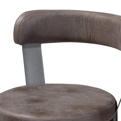 Set Of 2 Arcene Antique Faux Leather Swivel Barstools Gray/Black - Baxton Studio 3 Set Of 2 Arcene Antique Faux Leather Swivel Barstools Gray/Black - Baxton Studio - Image 3
