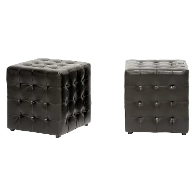 Set Of 2 Siskal Modern Cube Ottoman - Baxton Studio 2 Set Of 2 Siskal Modern Cube Ottoman - Baxton Studio - Image 2