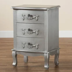 Callen Brushed Wood 3 Drawer Nightstand Silver - Baxton Studio 16 Callen Brushed Wood 3 Drawer Nightstand Silver - Baxton Studio -Baxton Studio GUEST 22c80072 56f6 4c56 a076 120ce3ae7da6