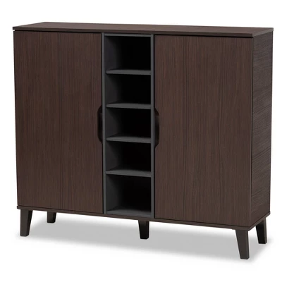 2 Door Idina Mid-Century Wood Shoe Cabinet - Baxton Studio 9 2 Door Idina Mid-Century Wood Shoe Cabinet - Baxton Studio - Image 9