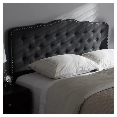 King Lucy Modern And Contemporary Fabric Headboard Dark Gray - Baxton Studio: Upholstered, Button-Tufted, Nailhead Trim 4 King Lucy Modern And Contemporary Fabric Headboard Dark Gray - Baxton Studio: Upholstered, Button-Tufted, Nailhead Trim - Image 4