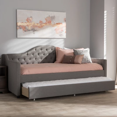 Twin Perry Modern And Contemporary Fabric Daybed With Trundle Light Gray - Baxton Studio 7 Twin Perry Modern And Contemporary Fabric Daybed With Trundle Light Gray - Baxton Studio - Image 7