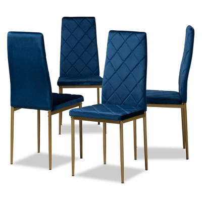 4pc Blaise Velvet Fabric Upholstered And Metal Dining Chair Set - Baxton Studio 10 4pc Blaise Velvet Fabric Upholstered And Metal Dining Chair Set - Baxton Studio - Image 10