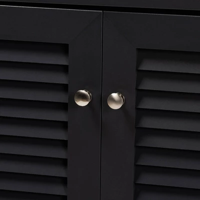 Shelf Wood Shoe Storage Cabinet With Drawer Coolidge Black - Baxton Studio 4 Shelf Wood Shoe Storage Cabinet With Drawer Coolidge Black - Baxton Studio - Image 4