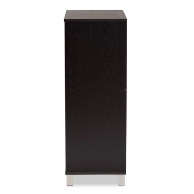 2 Door Ernest Brown Wood Shoe Storage Cabinet Dark Brown - Baxton Studio 3 2 Door Ernest Brown Wood Shoe Storage Cabinet Dark Brown - Baxton Studio - Image 3