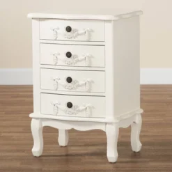 Callen Wood 4 Drawer Nightstand White - Baxton Studio -Baxton Studio GUEST 24e1f52a 423b 4878 95f6 c1138f47f50c