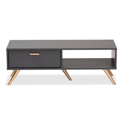 Kelson Wood Coffee Table Dark Gray/Gold - Baxton Studio 2 Kelson Wood Coffee Table Dark Gray/Gold - Baxton Studio - Image 2