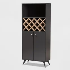 Serafino And Oak Finished Wood Wine Cabinet - Baxton Studio -Baxton Studio GUEST 25edd9ba f5f5 430a b1ea 0d3f19819a91