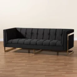 Ambra Velvet Upholstered And Button Tufted Sofa Black/Gold - Baxton Studio 16 Ambra Velvet Upholstered And Button Tufted Sofa Black/Gold - Baxton Studio -Baxton Studio GUEST 269a8410 3143 4272 ae90 3193fe8a8e6f