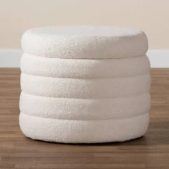 Tabitha Boucle Upholstered Storage Ottoman Ivory - Baxton Studio: Contemporary Round, No Assembly Required 12 Tabitha Boucle Upholstered Storage Ottoman Ivory - Baxton Studio: Contemporary Round, No Assembly Required -Baxton Studio GUEST 26c20b27 252d 4c8a 83c6 aaae2b4c5223