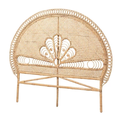 Queen Size Marlette Rattan Standalone Headboard Natural Brown - Baxton Studio 1 Queen Size Marlette Rattan Standalone Headboard Natural Brown - Baxton Studio