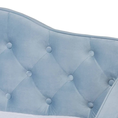 Twin Freda Velvet Tufted Daybed With Trundle Light Blue - Baxton Studio 5 Twin Freda Velvet Tufted Daybed With Trundle Light Blue - Baxton Studio - Image 5