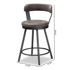 Set Of 2 Arcene Faux Leather Upholstered Pub Counter Height Barstools Gray/Black - Baxton Studio 11 Set Of 2 Arcene Faux Leather Upholstered Pub Counter Height Barstools Gray/Black - Baxton Studio -Baxton Studio GUEST 278e4dc6 2e01 4ec5 8368 b56cc3f5022d