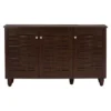 Winda Modern And Contemporary 3-Door Wooden Entryway Shoes Storage Cabinet - Dark Brown - Baxton Studio