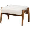 Baxton Studio Jeanine Japandi Cream Boucle Fabric And Walnut Brown Finished Rubberwood Ottoman Footstool