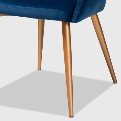 Vianne Velvet Upholstered Metal Dining Chair Navy Blue/Gold - Baxton Studio 5 Vianne Velvet Upholstered Metal Dining Chair Navy Blue/Gold - Baxton Studio - Image 5