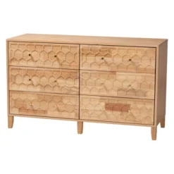 Baxton Studio King 4pc Hosea Carved Honeycomb Bedroom Set Natural -Baxton Studio GUEST 28d881a2 d040 4842 8417 ff44f8581067