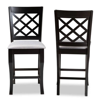 Set Of 2 Alora Upholstered Wood Counter Height Barstools - Baxton Studio 7 Set Of 2 Alora Upholstered Wood Counter Height Barstools - Baxton Studio - Image 7