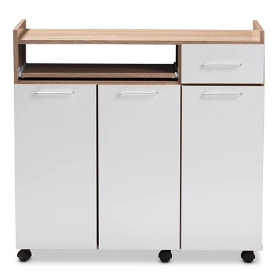 Charmain Modern And Contemporary Light Oak And Finish Kitchen Cabinet White/Brown - Baxton Studio 2 Charmain Modern And Contemporary Light Oak And Finish Kitchen Cabinet White/Brown - Baxton Studio - Image 2