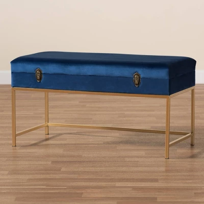 Aliana Metal Large Ottoman Navy Blue/Gold - Baxton Studio 8 Aliana Metal Large Ottoman Navy Blue/Gold - Baxton Studio - Image 8