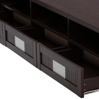 Gerhardine Wood 3 Drawer TV Stand For TVs Up To 62" Dark Brown - Baxton Studio 3 Gerhardine Wood 3 Drawer TV Stand For TVs Up To 62" Dark Brown - Baxton Studio - Image 3