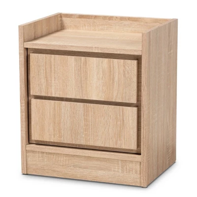 2 Drawers Hale Wood Nightstand - Baxton Studio 7 2 Drawers Hale Wood Nightstand - Baxton Studio - Image 7