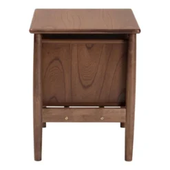 Baxton Studio Alyssa Wood 2 Drawer Nightstand Woven With Rattan Walnut Brown