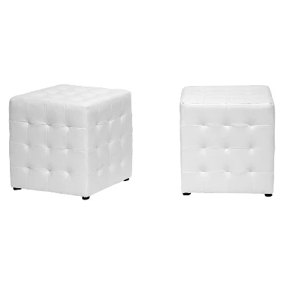 Set Of 2 Siskal Modern Cube Ottoman - Baxton Studio 3 Set Of 2 Siskal Modern Cube Ottoman - Baxton Studio - Image 3