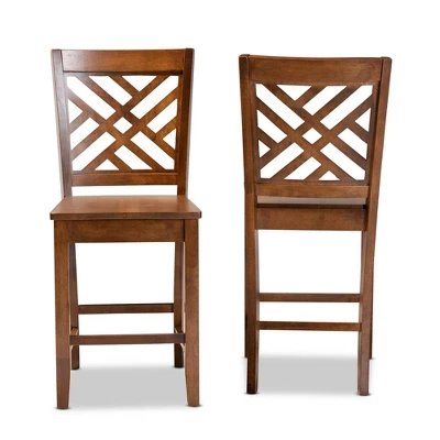 2pc Caron Wood Counter Stool Set - Baxton Studio 1 2pc Caron Wood Counter Stool Set - Baxton Studio