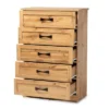 Colburn Wood 5 Drawer Tallboy Storage Chest Oak Brown - Baxton Studio