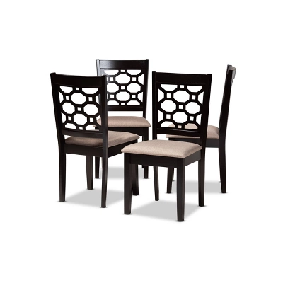 4pc Peter Fabric Upholstered And Wood Dining Chairs - Baxton Studio 7 4pc Peter Fabric Upholstered And Wood Dining Chairs - Baxton Studio - Image 7